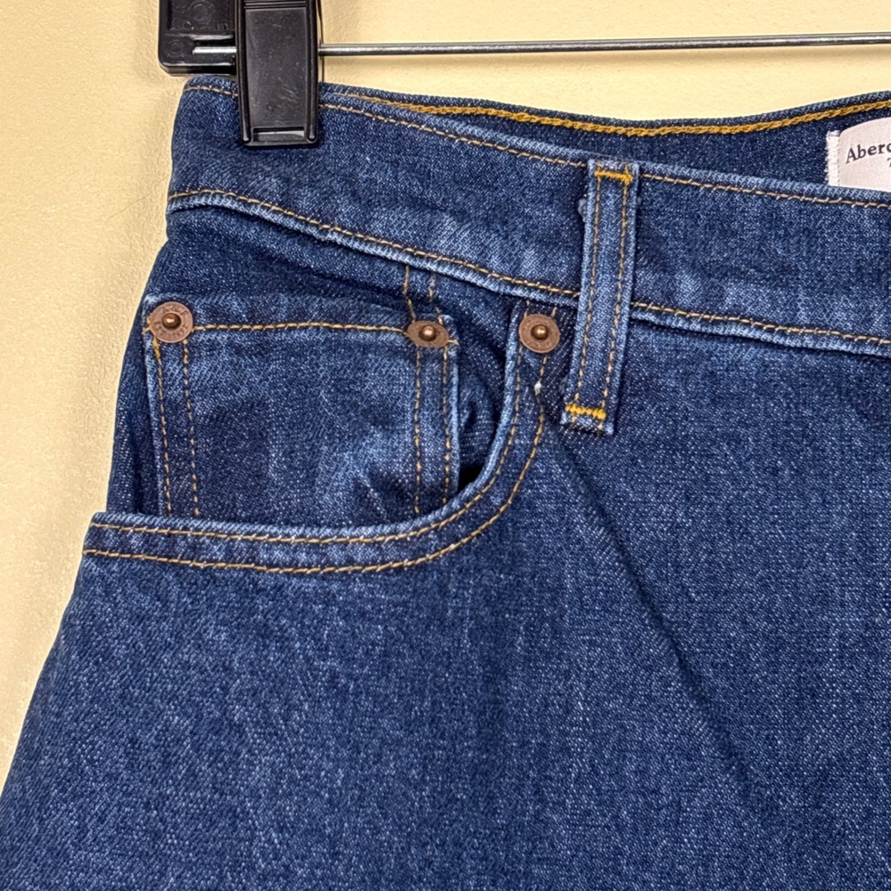 ABERCROMBIE & FITCH Curve High Rise 90s Straight Jeans Dark Marble Women Size 27 - Picture 6 of 15